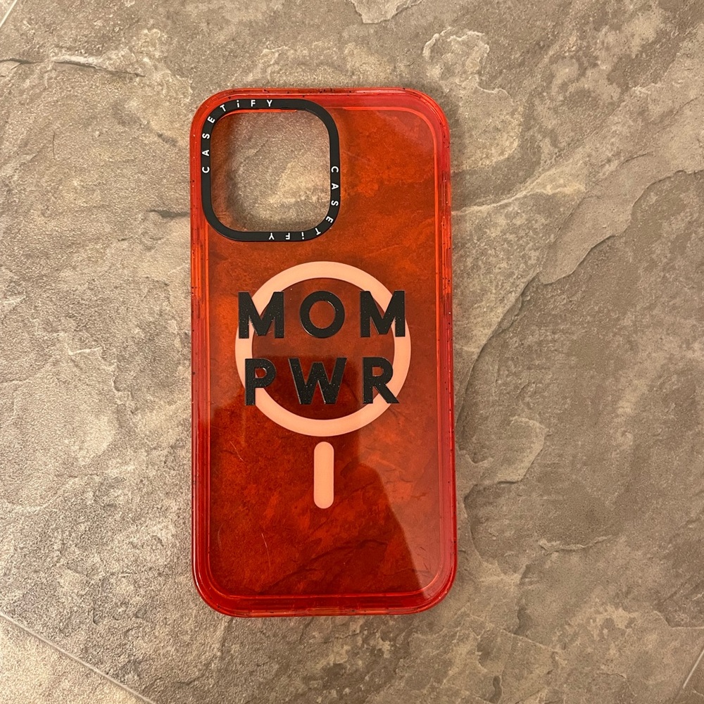 Bundle Casetify Apple IPhone 14 Pro Max Impact MagSafe Case-Red Mom Power +Clear